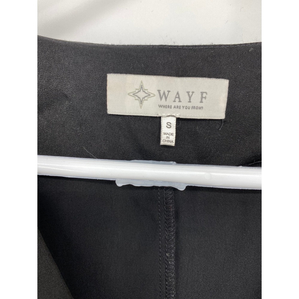 WAYF Wrap Dress Black Long Sleeve Tie Waist Mini‎ Dress Women's - Picture 8 of 8